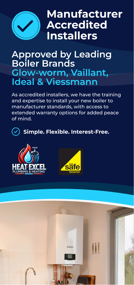 Manufacturer accredited installers approved by Glow-worm, Vaillant, Ideal and Viessmann